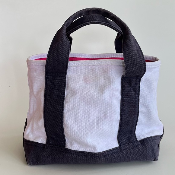 SOLD❗️ Polo Ralph Lauren Small Canvas Tote Big Pony Logo White Blue Preppy Bag - Picture 3 of 11